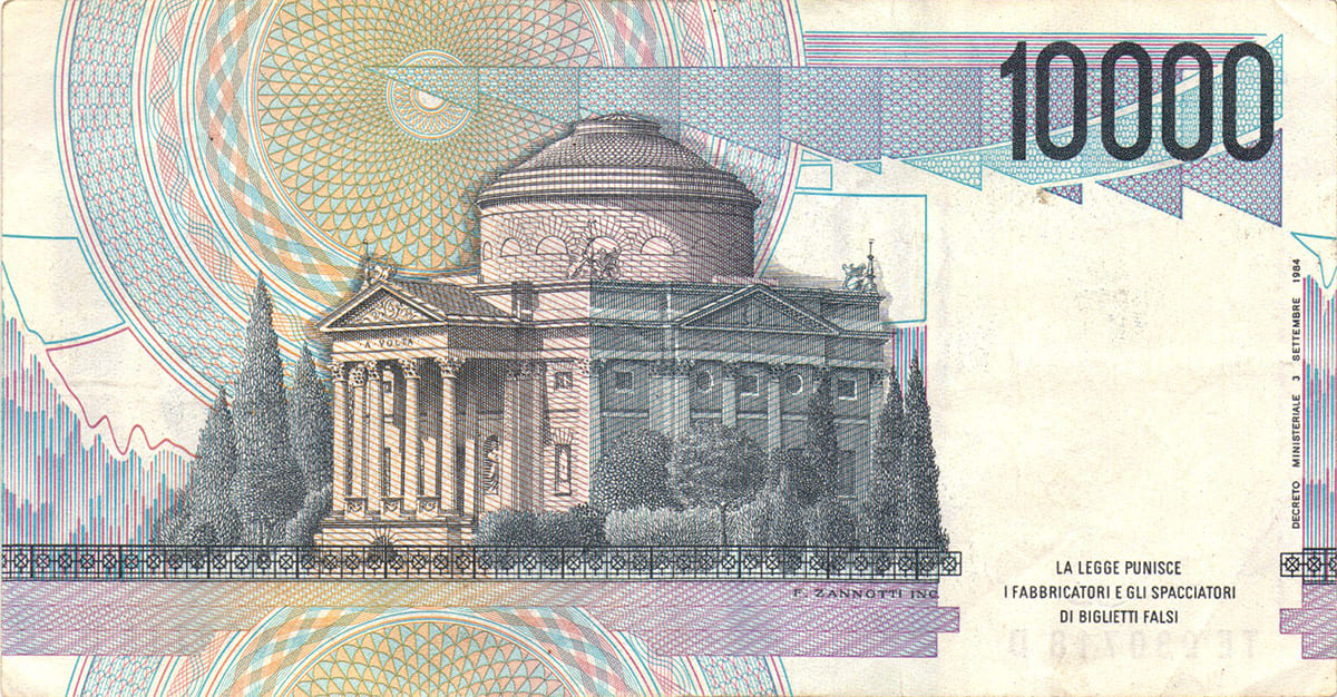 10 000 лир 1984. Италия